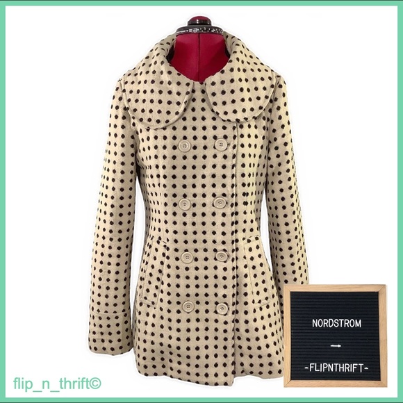Nordstrom Jackets & Blazers - 🛍NORDSTROM Tan Polka Dot Peacoat